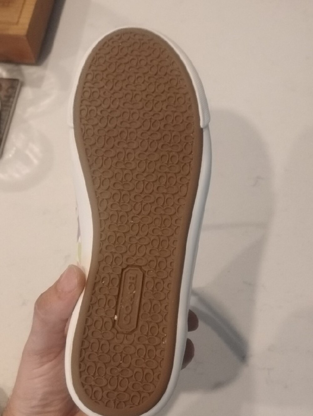 Coach White Low-Top Sneakers with Multicolor 'C' Print - Picture 6 of 15